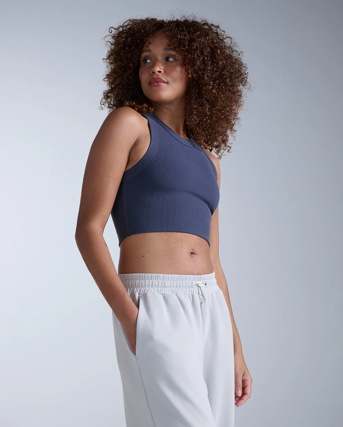 Fluid Tencel Ribbed Crop Tank - Image 2