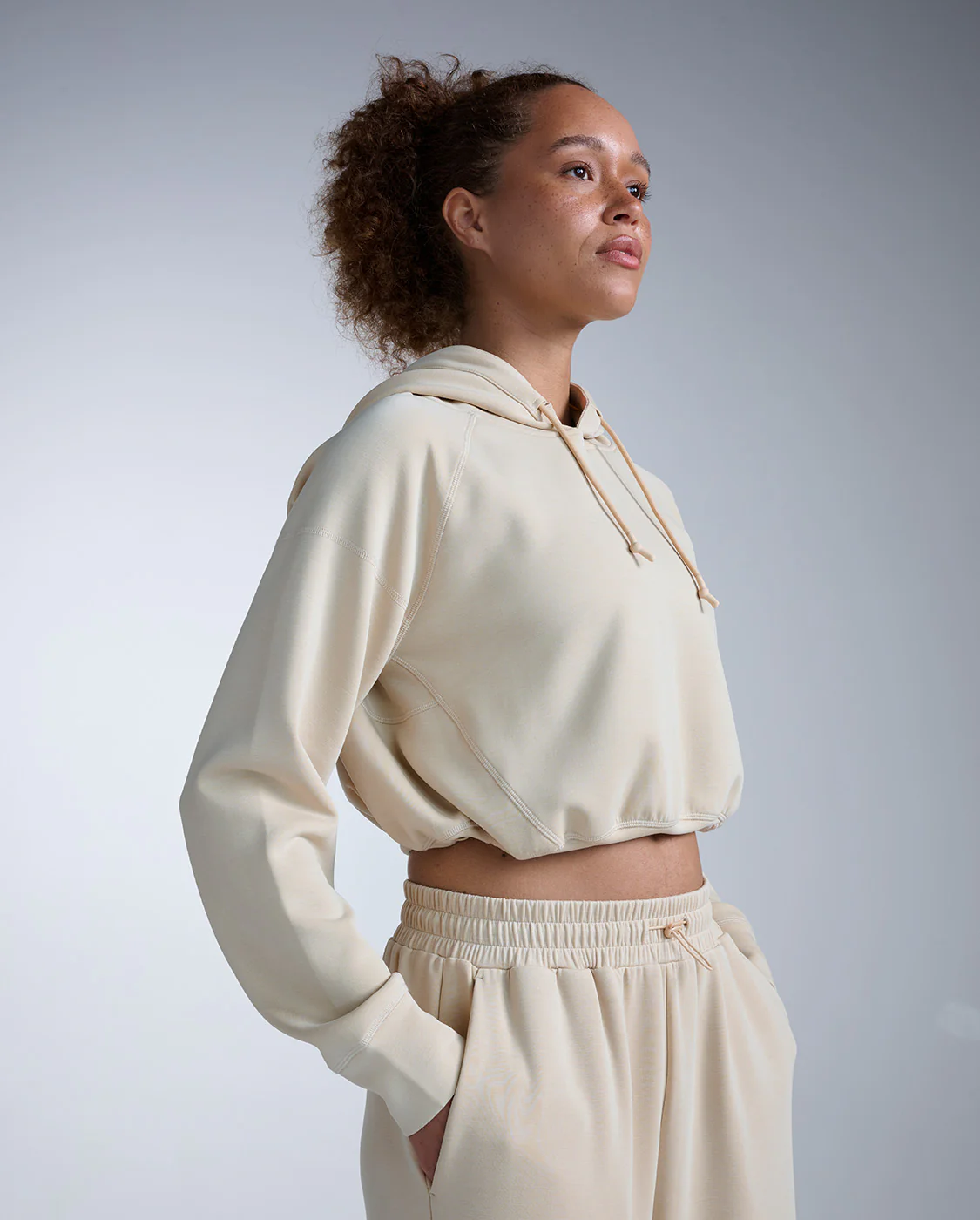 Wonderluxe Sand Washed Cropped Hoodie
